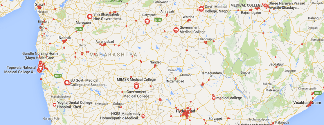 medical collages map